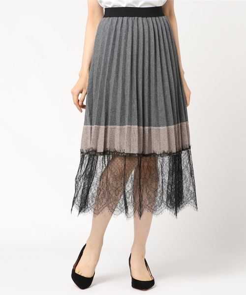 Libby&Rose(リビーアンドローズ)の「裾レースプリーツロングスカート(スカート・レディース・チャコールグレー/ブラック/ブラウン・FREE)」の7枚目の写真