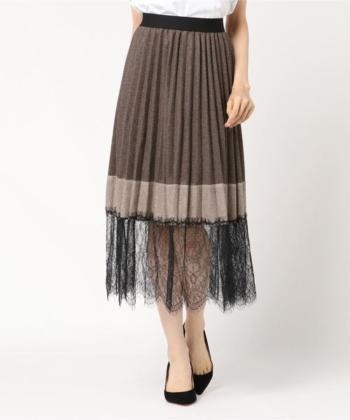 Libby&Rose(リビーアンドローズ)の「裾レースプリーツロングスカート(スカート・レディース・チャコールグレー/ブラック/ブラウン・FREE)」の6枚目の写真