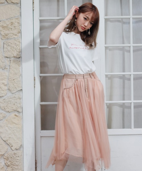 LIPSERVICE(リップサービス)の「embroideryメッセージロゴT(Tシャツ/カットソー・レディース・ホワイト/ブラック/ピンクベージュ・FREE)」の11枚目の写真