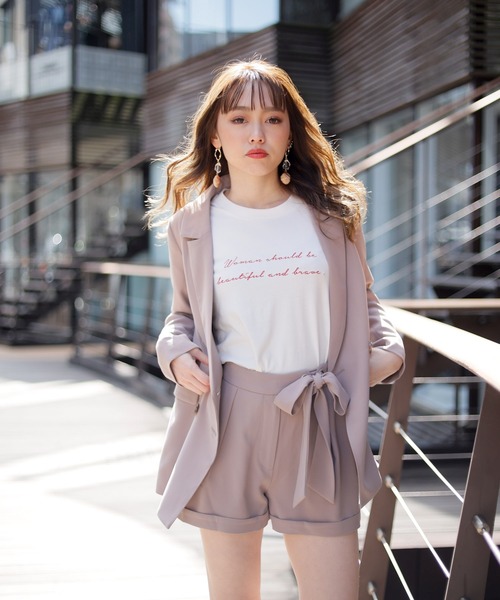LIPSERVICE(リップサービス)の「embroideryメッセージロゴT(Tシャツ/カットソー・レディース・ホワイト/ブラック/ピンクベージュ・FREE)」の12枚目の写真