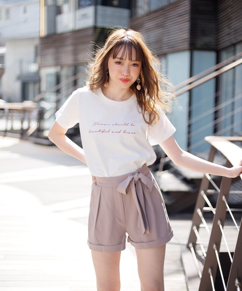 LIPSERVICE(リップサービス)の「embroideryメッセージロゴT(Tシャツ/カットソー・レディース・ホワイト/ブラック/ピンクベージュ・FREE)」の13枚目の写真