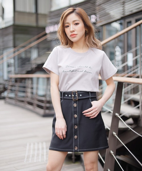 LIPSERVICE(リップサービス)の「embroideryメッセージロゴT(Tシャツ/カットソー・レディース・ホワイト/ブラック/ピンクベージュ・FREE)」の21枚目の写真