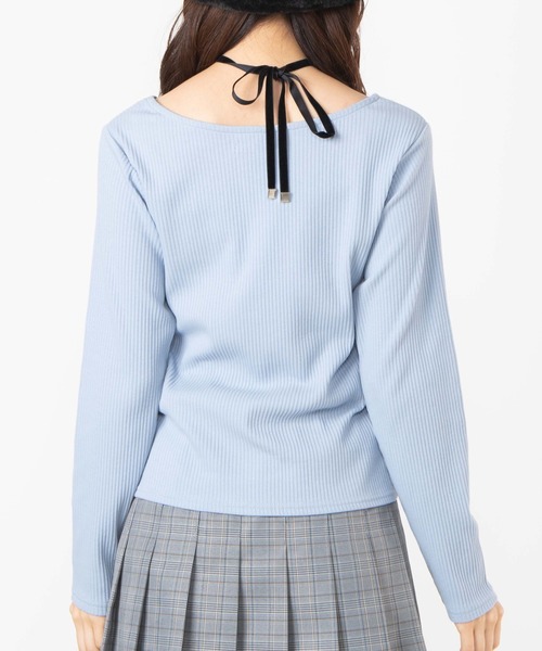 WEGO(ウィゴー)の「WEGO/クロスチョーカーリブTシャツ(Tシャツ/カットソー・レディース・ブラック/サックスブルー・FREE)」の21枚目の写真