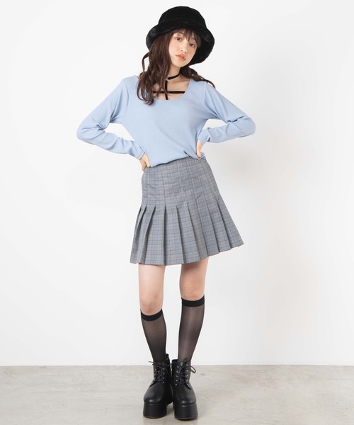 WEGO(ウィゴー)の「WEGO/クロスチョーカーリブTシャツ(Tシャツ/カットソー・レディース・ブラック/サックスブルー・FREE)」の13枚目の写真