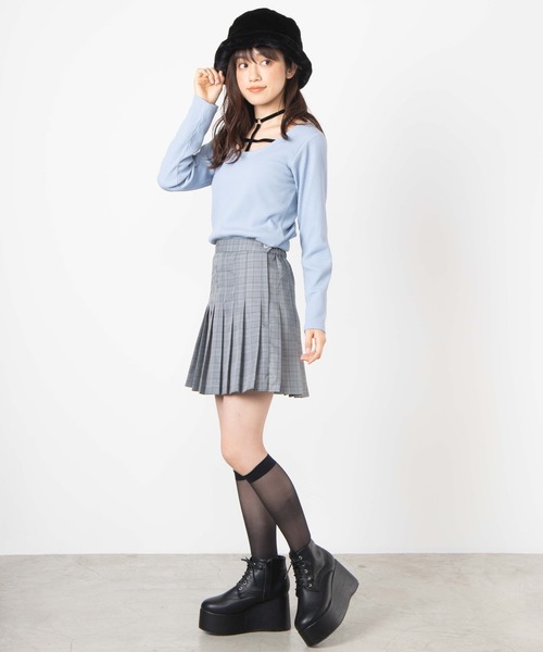 WEGO(ウィゴー)の「WEGO/クロスチョーカーリブTシャツ(Tシャツ/カットソー・レディース・ブラック/サックスブルー・FREE)」の15枚目の写真