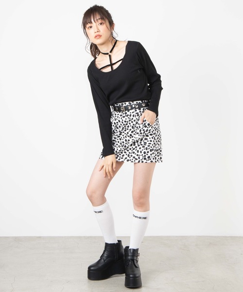 WEGO(ウィゴー)の「WEGO/クロスチョーカーリブTシャツ(Tシャツ/カットソー・レディース・ブラック/サックスブルー・FREE)」の11枚目の写真