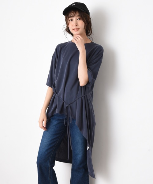 INTERPLANET（インタープラネット）の「カノコサンドウォッシュイレギュラーヘムプルオーバー（Tシャツ/カットソー・レディース・ネイビー/カーキ/キャメル・FREE）」の3枚目の写真