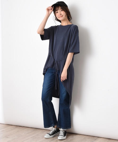 INTERPLANET（インタープラネット）の「カノコサンドウォッシュイレギュラーヘムプルオーバー（Tシャツ/カットソー・レディース・ネイビー/カーキ/キャメル・FREE）」の4枚目の写真