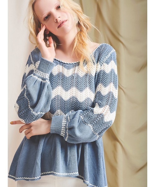 eimy リボンヤーンビスチェトップス　ブルー eimy istoire リボンヤーンビスチェセットトップス BLUE ブルー eimy