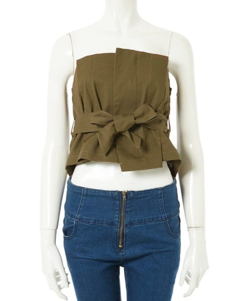 fifth（フィフス）の「フロントリボンバックギャザービスチェ（その他トップス・レディース・ブラック/カーキ・MEDIUM）」の4枚目の写真