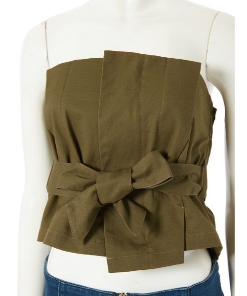 fifth（フィフス）の「フロントリボンバックギャザービスチェ（その他トップス・レディース・ブラック/カーキ・MEDIUM）」の7枚目の写真