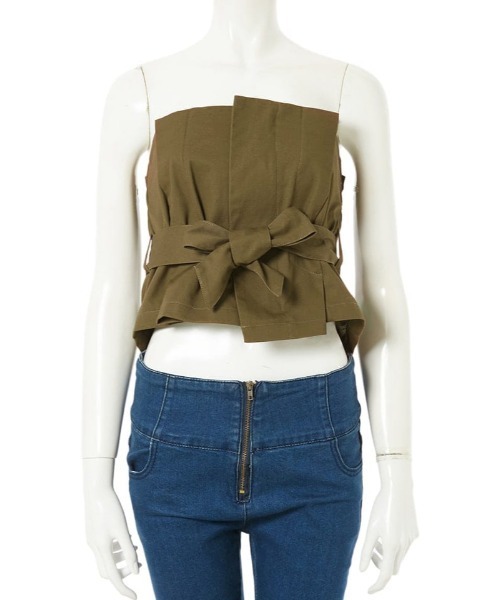 fifth（フィフス）の「フロントリボンバックギャザービスチェ（その他トップス・レディース・ブラック/カーキ・MEDIUM）」の14枚目の写真