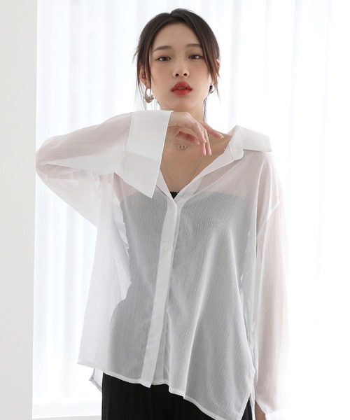 セール シアー素材 シースルーシャツ ブラウス ルーズシルエットパステルカラーシアーシャツ シアーシャツ Tシャツ カットソー By Muni R バイ ムニール のファッション通販 Zozotown