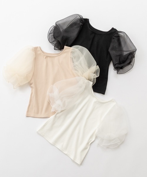 one after another NICE CLAUP（ワンアフターアナザーナイスクラップ）の「袖コンシャスドッキングプルオーバー（Tシャツ/カットソー・レディース・ブラック/ベージュ/オフホワイト・FREE）」の13枚目の写真