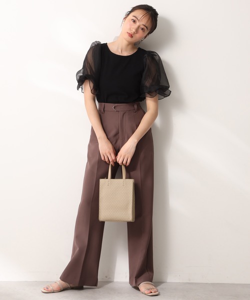 one after another NICE CLAUP（ワンアフターアナザーナイスクラップ）の「袖コンシャスドッキングプルオーバー（Tシャツ/カットソー・レディース・ブラック/ベージュ/オフホワイト・FREE）」の6枚目の写真