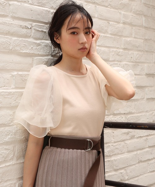 one after another NICE CLAUP（ワンアフターアナザーナイスクラップ）の「袖コンシャスドッキングプルオーバー（Tシャツ/カットソー・レディース・ブラック/ベージュ/オフホワイト・FREE）」の18枚目の写真