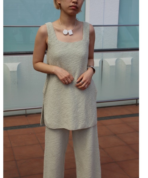 セール】mossstich square neck tanktop〈モスステッチスクエアネック  