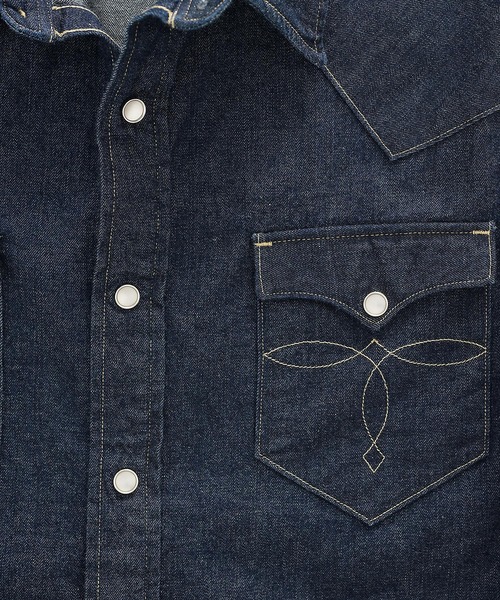 RRL（ダブル アール エル）の「スリム フィット デニム ウエスタンシャツ（シャツ/ブラウス・メンズ・ネイビー系1・MEDIUM/LARGE/X-LARGE/X-SMALL/S/XXL）」の5枚目の写真