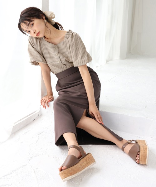 one after another NICE CLAUP（ワンアフターアナザーナイスクラップ）の「スリットタイト アソートスカート（スカート・レディース・オリーブ/モカ・SMALL/MEDIUM）」の3枚目の写真