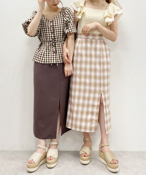 one after another NICE CLAUP（ワンアフターアナザーナイスクラップ）の「スリットタイト アソートスカート（スカート・レディース・オリーブ/モカ・SMALL/MEDIUM）」の5枚目の写真