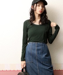 【BOU JELOUD】発熱保温素材ラメ入りクルーネックインナーTシャツ womens