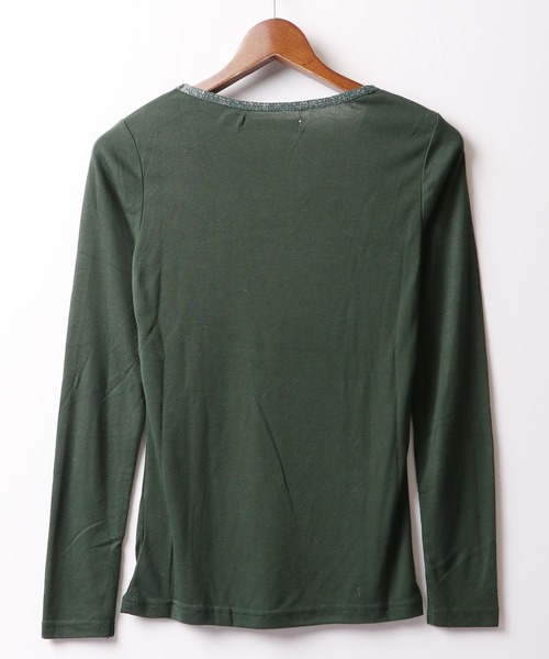 Bou Jeloud(ブージュルード)の「【BOU JELOUD】発熱保温素材ラメ入りクルーネックインナーTシャツ womens(Tシャツ/カットソー・レディース・ライトグレー/カーキ/グリーン/ネイビー・FREE)」の21枚目の写真