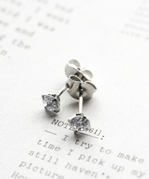 ステンレス　4mmジルコニアピアス