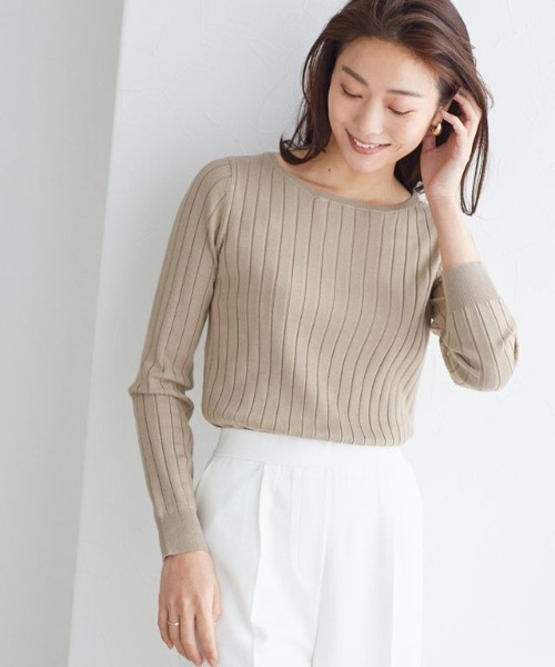 Pierrot(ピエロ)の「UV&シルクタッチ2type長袖リブニット(ニット/セーター・レディース・ブラック/ダークブラウン/ネイビー/グレー/オフホワイト/ピンク/ブルー/ホワイト系その他/ブラック系その他/グレー系その他/ブラウン系その他/ベージュ系その他/ピンク系その他/ライトベージュ/ブルーパープル/ブラウン/ブラウン系その他2/パープル系2/グリーン系その他/グリーン系その他2/パープル系/グリーン系/ミント・LL/L/M)」の12枚目の写真