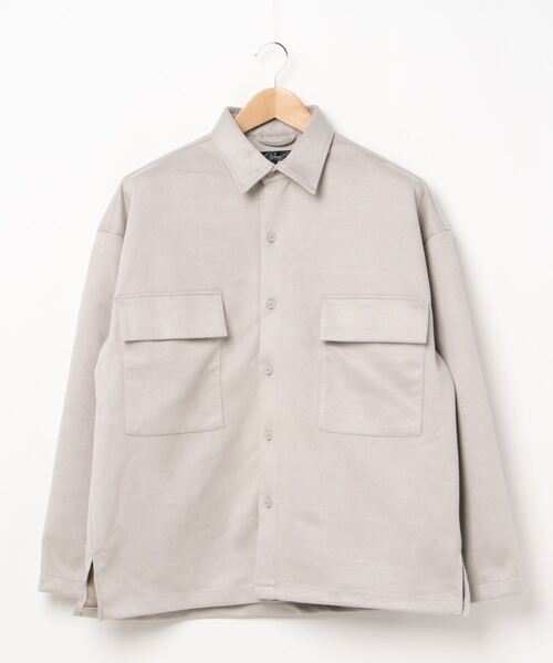 Beno(ビーノ)の「ストレッチ カットスエード ワイドシルエット CPOシャツ(シャツ/ブラウス・メンズ・ベージュ/グレイッシュベージュ/ライトオリーブ/ライトブルー/ラベンダー・M/L)」の3枚目の写真
