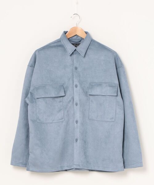 Beno(ビーノ)の「ストレッチ カットスエード ワイドシルエット CPOシャツ(シャツ/ブラウス・メンズ・ベージュ/グレイッシュベージュ/ライトオリーブ/ライトブルー/ラベンダー・M/L)」の1枚目の写真