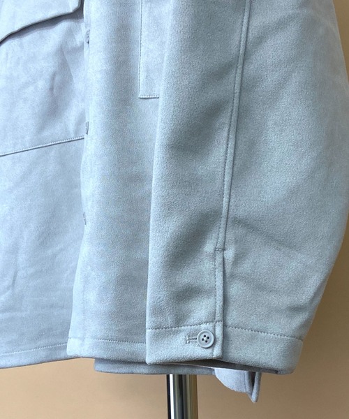 Beno(ビーノ)の「ストレッチ カットスエード ワイドシルエット CPOシャツ(シャツ/ブラウス・メンズ・ベージュ/グレイッシュベージュ/ライトオリーブ/ライトブルー/ラベンダー・M/L)」の7枚目の写真