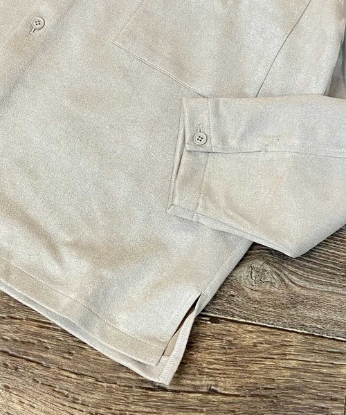 Beno(ビーノ)の「ストレッチ カットスエード ワイドシルエット CPOシャツ(シャツ/ブラウス・メンズ・ベージュ/グレイッシュベージュ/ライトオリーブ/ライトブルー/ラベンダー・M/L)」の11枚目の写真