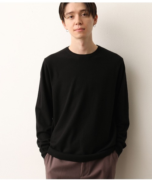 JUNRED（ジュンレッド）の「【ウォッシャブルストレッチ】クルーネックニット（ニット/セーター・メンズ・ブラック/スミクロ/キャメル/ワイン・S/M/L/LL）」の2枚目の写真