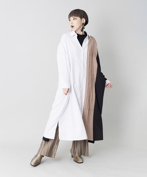 OSMOSIS（オズモーシス）の「ストライプ切替シャツワンピース