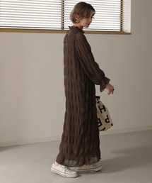 《新色追加》シワプリーツハイネックロングワンピース