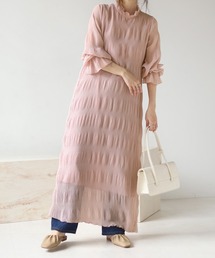 《新色追加》シワプリーツハイネックロングワンピース