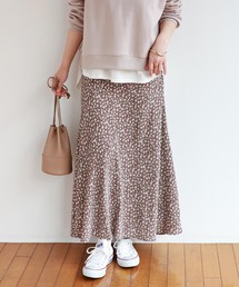 花柄シフォンフレアロングスカート