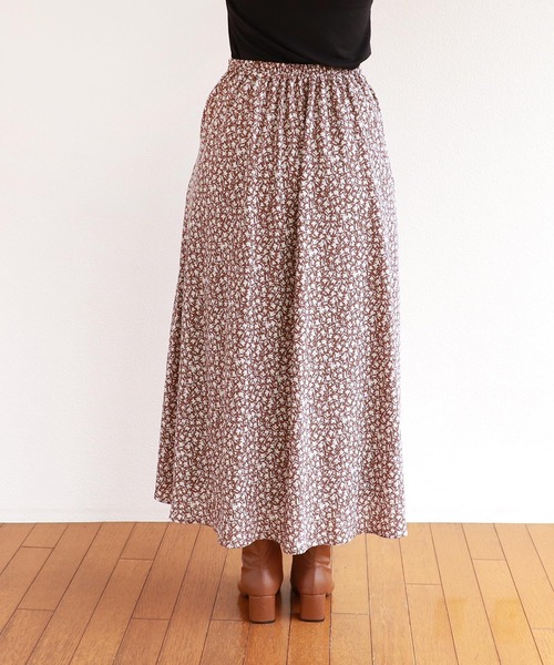 花柄シフォンフレアロングスカート（スカート）｜andme