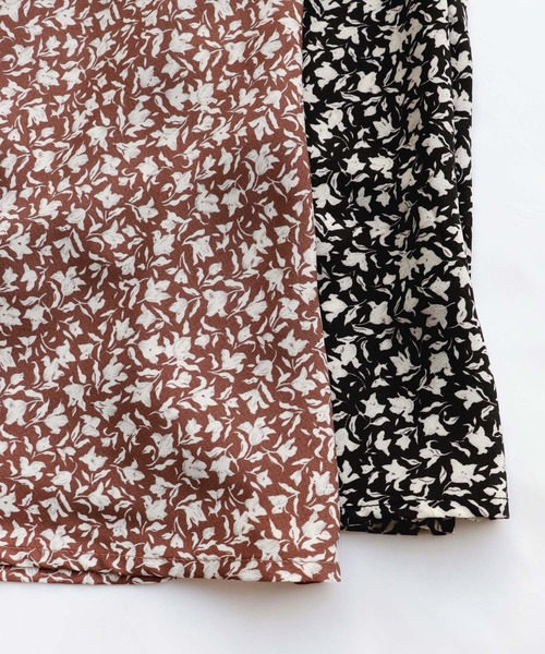 ミーアンドミークチュール　花柄　フレアロングスカート 花柄シフォンフレアロングスカート（スカート）｜andme（アンドミー