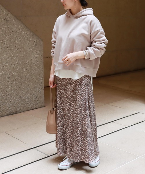 花柄シフォンフレアロングスカート（スカート）｜andme（アンドミー