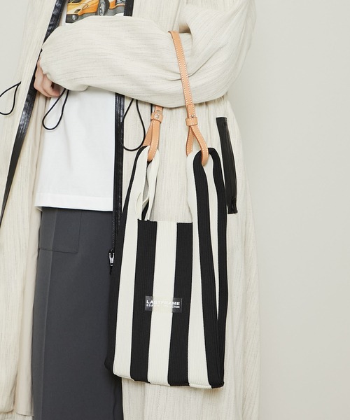 STUDIOUS SELECT（ステュディオスセレクト）の「【LASTFRAME (ラストフレーム)】ストライプマーケットバッグスモール /L21201（ショルダーバッグ・レディース・ブラック/イエロー/グリーン・FREE）」の2枚目の写真