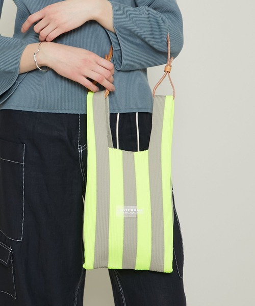 STUDIOUS SELECT（ステュディオスセレクト）の「【LASTFRAME (ラストフレーム)】ストライプマーケットバッグスモール /L21201（ショルダーバッグ・レディース・ブラック/イエロー/グリーン・FREE）」の5枚目の写真