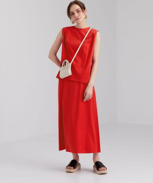 green label relaxing（グリーンレーベルリラクシング）の「FFC ペアアップ ノースリーブ プルオーバー カットソー ＆ フレア スカート セット（ワンピース・レディース・ブラック/ブラウン/レッド・FREE）」の3枚目の写真