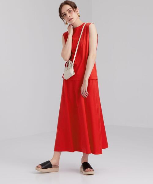 green label relaxing（グリーンレーベルリラクシング）の「FFC ペアアップ ノースリーブ プルオーバー カットソー ＆ フレア スカート セット（ワンピース・レディース・ブラック/ブラウン/レッド・FREE）」の13枚目の写真