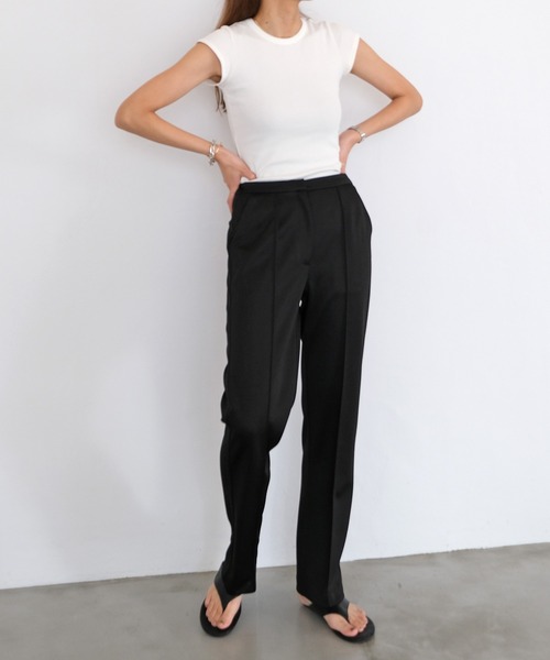 AKTE（アクテ）の「コンパクトリブTシャツ（Tシャツ/カットソー・レディース・ホワイト/ブラック/パープル/ネイビー・FREE）」の21枚目の写真