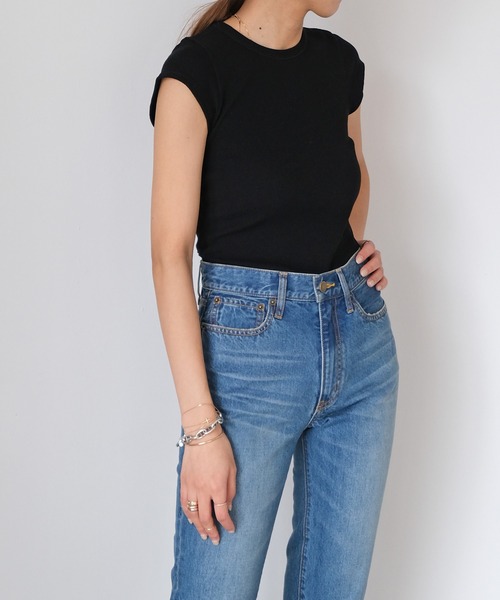 AKTE（アクテ）の「コンパクトリブTシャツ（Tシャツ/カットソー・レディース・ホワイト/ブラック/パープル/ネイビー・FREE）」の6枚目の写真