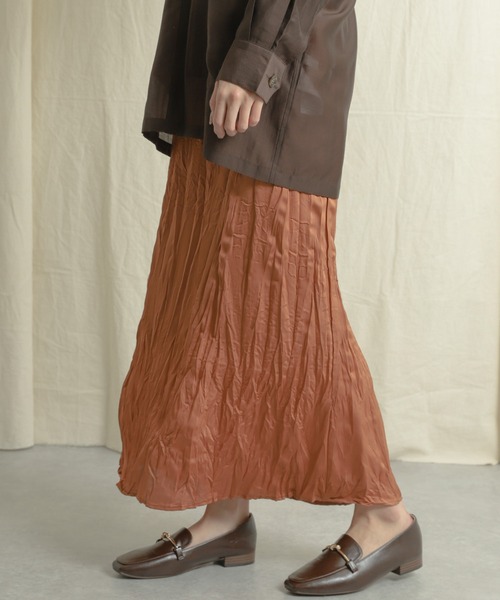 SENSE OF PLACE by URBAN RESEARCH（センスオブプレイスバイアーバンリサーチ）の「クリンクルスカート（スカート・レディース・ブラック/オレンジ/アイボリー・ONE）」の7枚目の写真