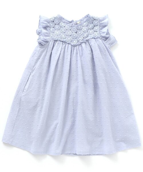 apres les cours（アプレレクール）の「フラワーレース切り替えワンピース（ワンピース・キッズ・サックスブルー/オフホワイト・110cm/120cm/130cm/140cm/90cm/80ｃｍ/100cm）」の2枚目の写真