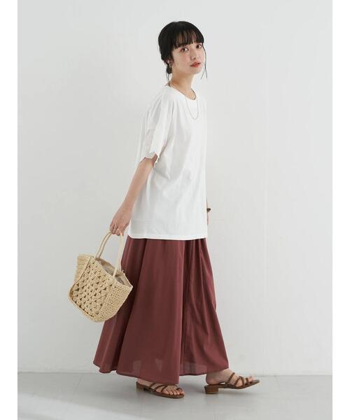 earth music&ecology（アースミュージックアンドエコロジー）の「キャンブリックフレアスカート ＊（スカート・レディース・ベージュ/ブラウン/ボルドー/ピンク/イエロー/ブラック/グリーン/オフホワイト・FREE）」の10枚目の写真