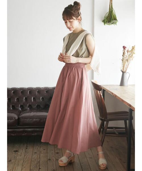 earth music&ecology（アースミュージックアンドエコロジー）の「キャンブリックフレアスカート ＊（スカート・レディース・ベージュ/ブラウン/ボルドー/ピンク/イエロー/ブラック/グリーン/オフホワイト・FREE）」の14枚目の写真